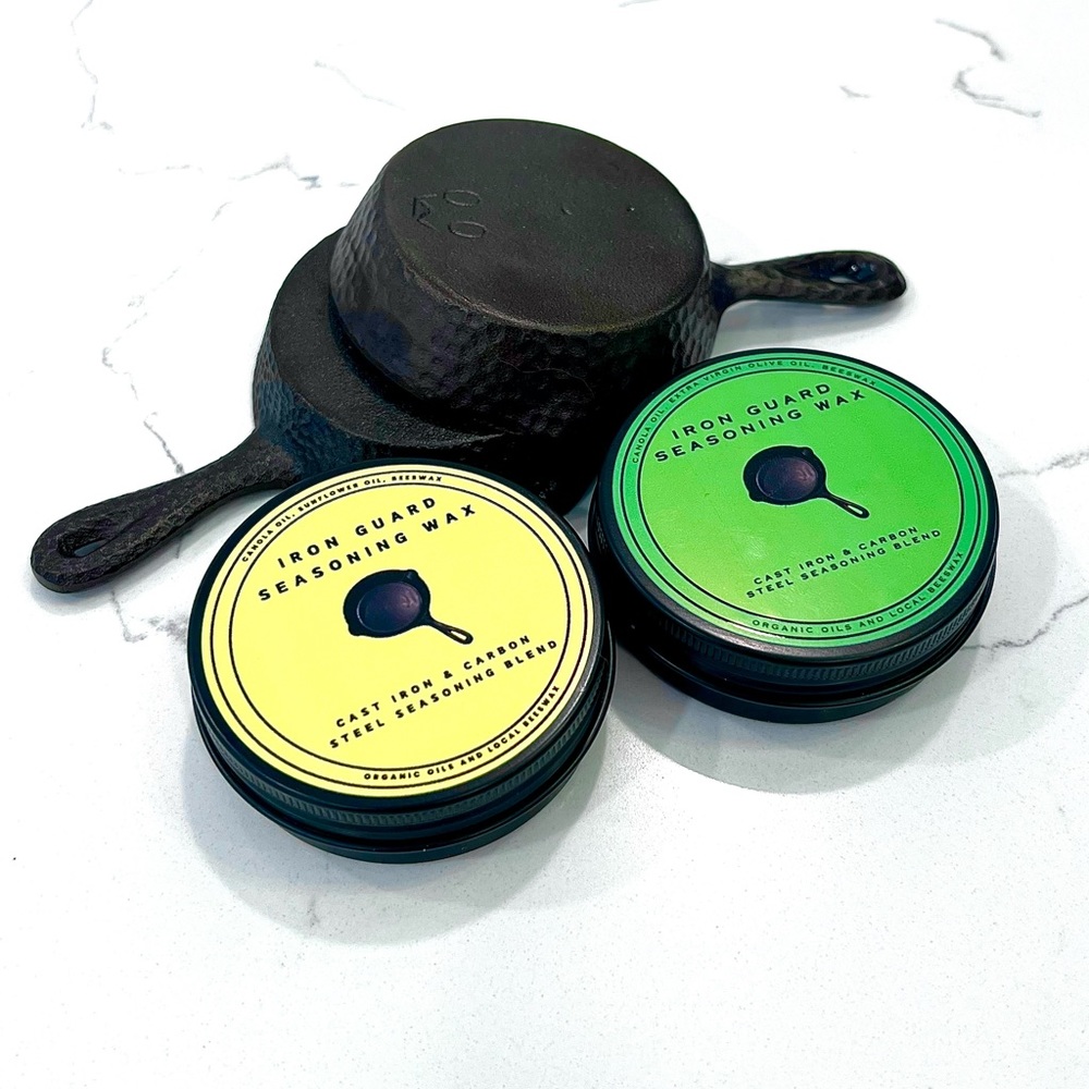 Set of 2 Homemade Iron Guard Cast Iron & Carbon Steel Beeswax Seasoning Blends